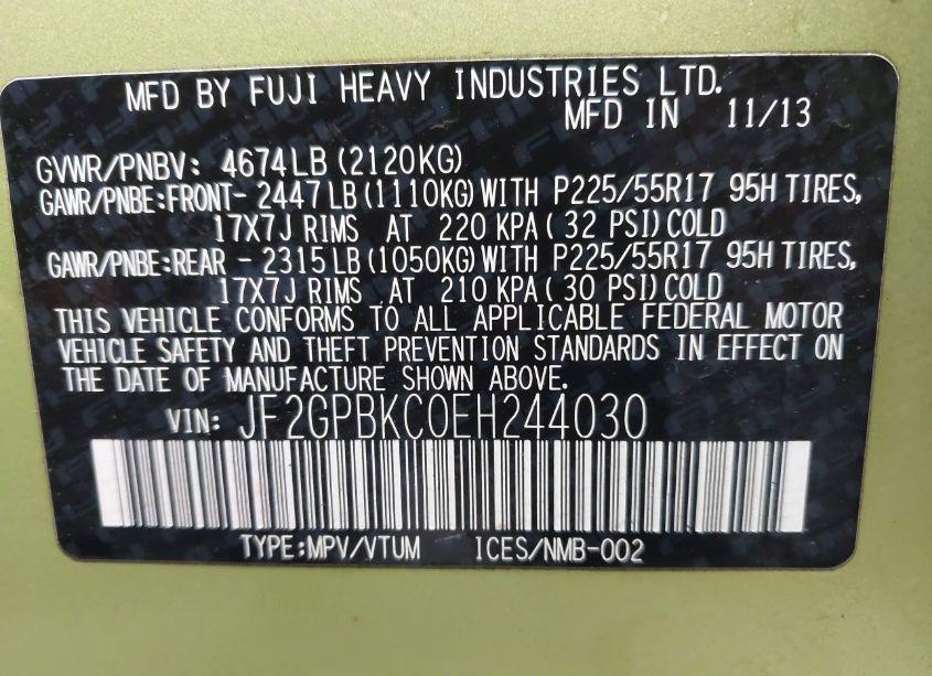 Photo 9 of 2014 Subaru Xv CROSSTREK HYBRID 2.0I TOURING (VIN JF2GPBKC0EH244030)