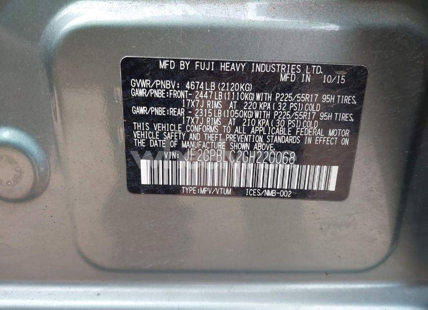 Photo 9 of 2016 Subaru Crosstrek HYBRID TOURING (VIN JF2GPBLC2GH220068)