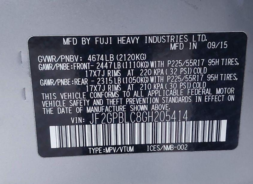 Photo 9 of 2016 Subaru Crosstrek HYBRID TOURING (VIN JF2GPBLC8GH205414)