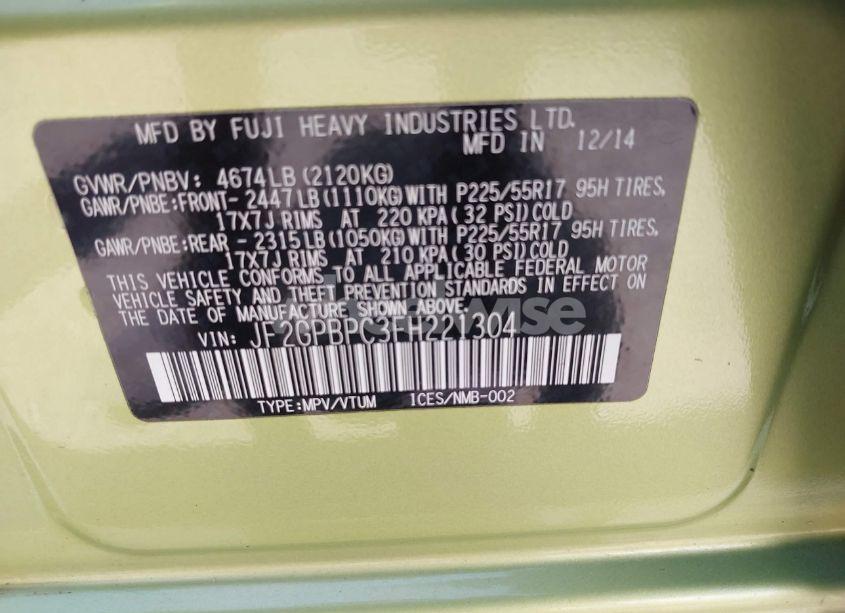 Photo 9 of 2015 Subaru Xv CROSSTREK HYBRID TOURING (VIN JF2GPBPC3FH221304)