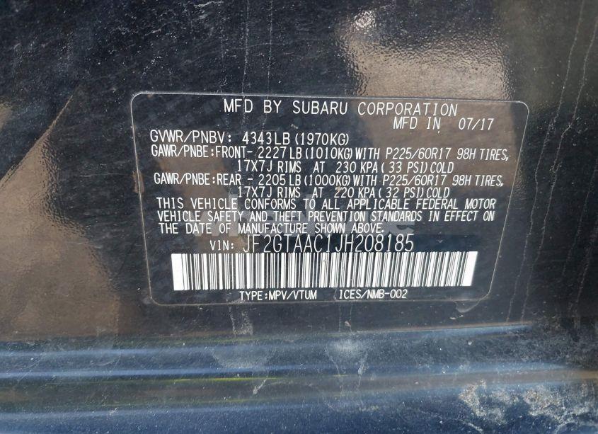 Photo 9 of 2018 Subaru Crosstrek 2.0I (VIN JF2GTAAC1JH208185)