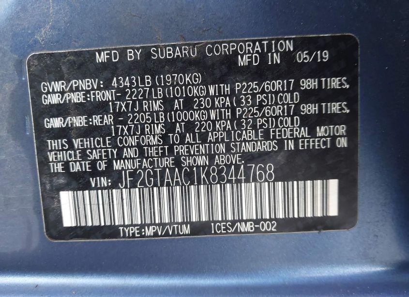 Photo 9 of 2019 Subaru Crosstrek 2.0I (VIN JF2GTAAC1K8344768)