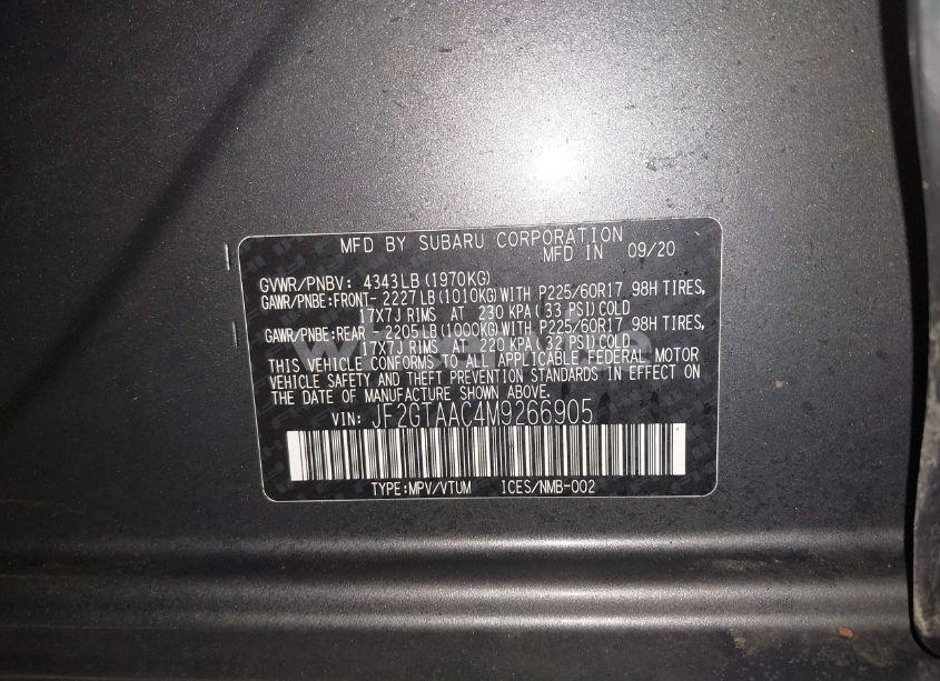 Photo 9 of 2021 Subaru Crosstrek (VIN JF2GTAAC4M9266905)