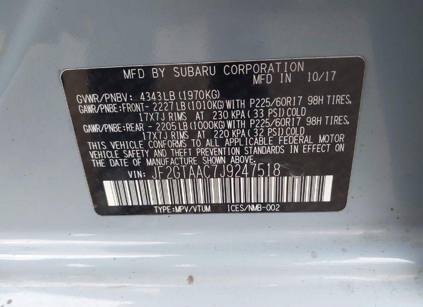 Photo 9 of 2018 Subaru Crosstrek 2.0I (VIN JF2GTAAC7J9247518)