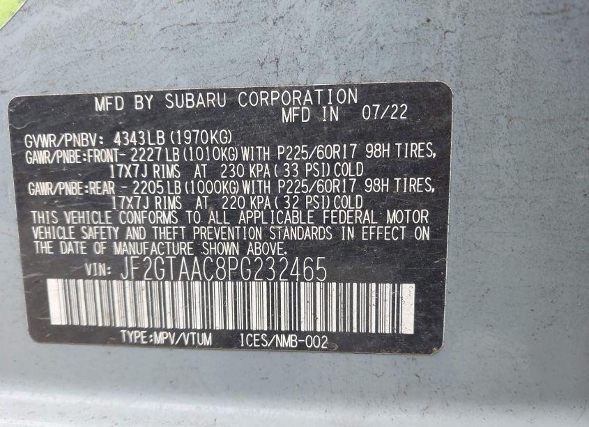 Photo 9 of 2023 Subaru Crosstrek (VIN JF2GTAAC8PG232465)