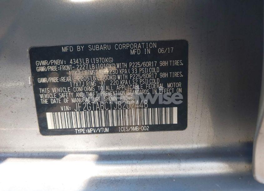 Photo 9 of 2018 Subaru Crosstrek 2.0I PREMIUM (VIN JF2GTABC1J8202448)