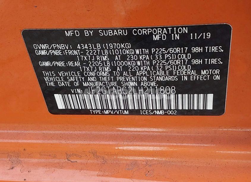 Photo 9 of 2020 Subaru Crosstrek (VIN JF2GTABC2LH211808)