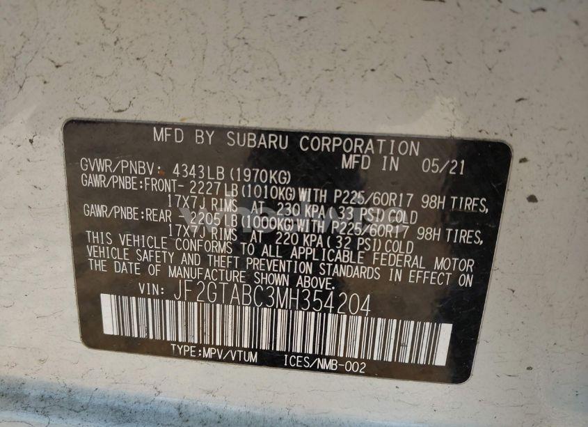 Photo 9 of 2021 Subaru Crosstrek (VIN JF2GTABC3MH354204)