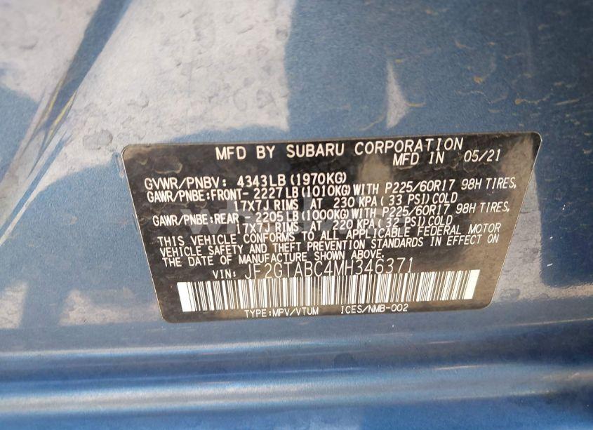 Photo 9 of 2021 Subaru Crosstrek (VIN JF2GTABC4MH346371)