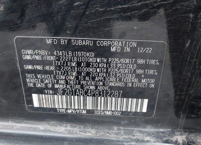 Photo 9 of 2023 Subaru Crosstrek (VIN JF2GTABC4P8312287)