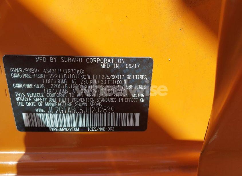 Photo 9 of 2018 Subaru Crosstrek 2.0I PREMIUM (VIN JF2GTABC5JH202839)