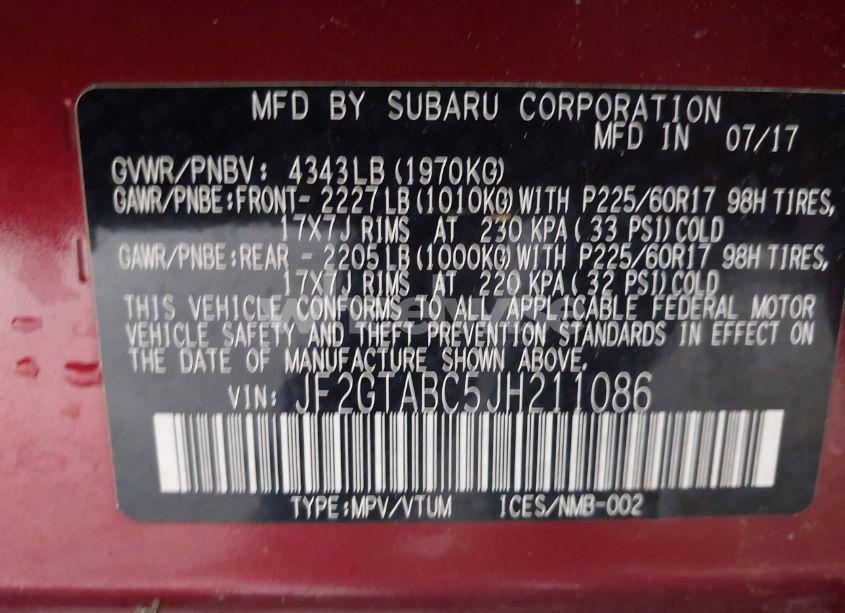 Photo 9 of 2018 Subaru Crosstrek 2.0I PREMIUM (VIN JF2GTABC5JH211086)