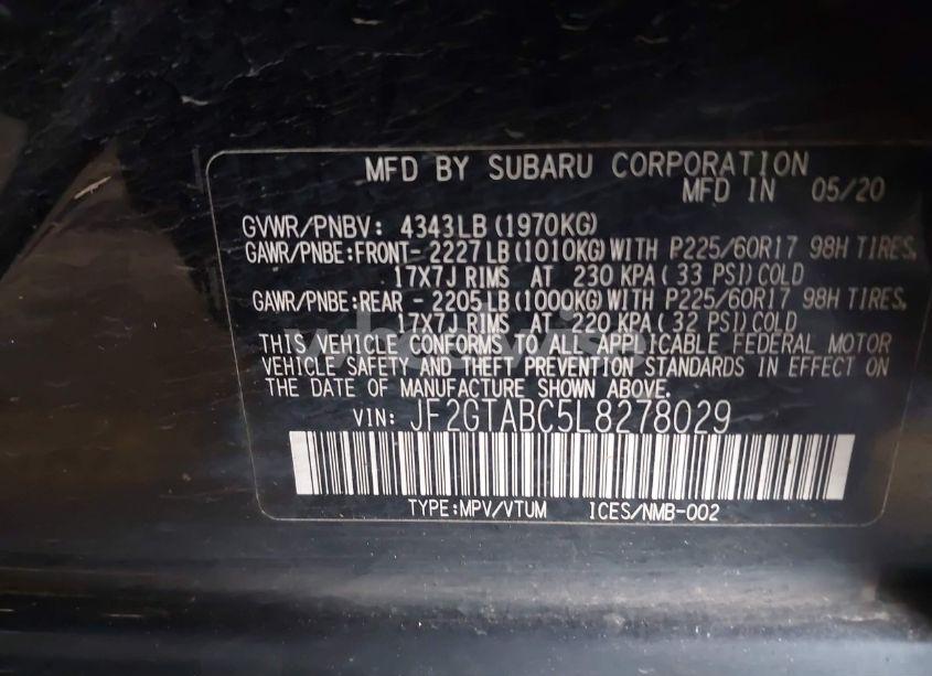 Photo 9 of 2020 Subaru Crosstrek (VIN JF2GTABC5L8278029)