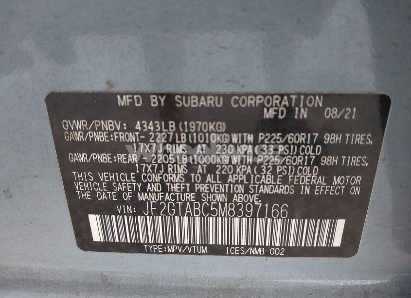 Photo 9 of 2021 Subaru Crosstrek (VIN JF2GTABC5M8397166)