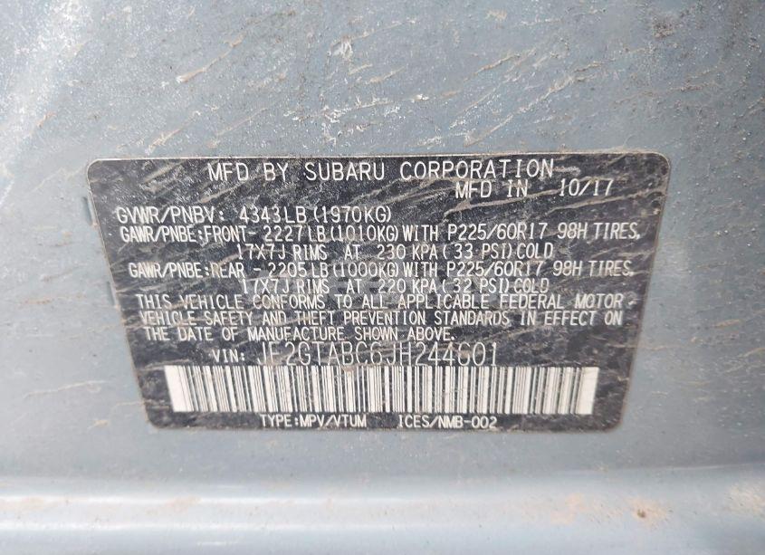 Photo 9 of 2018 Subaru Crosstrek 2.0I PREMIUM (VIN JF2GTABC6JH244601)