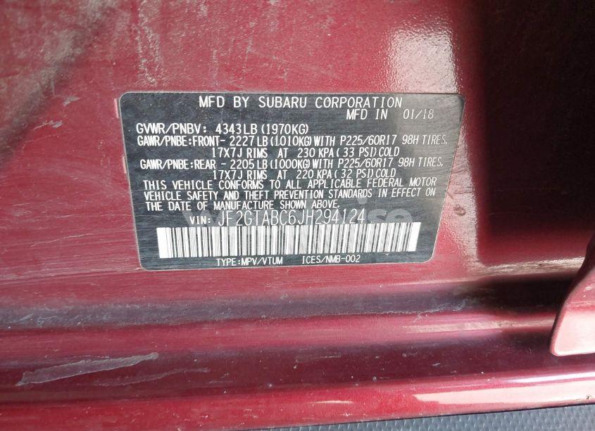 Photo 9 of 2018 Subaru Crosstrek 2.0I PREMIUM (VIN JF2GTABC6JH294124)