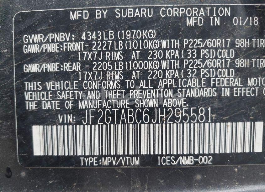 Photo 9 of 2018 Subaru Crosstrek 2.0I PREMIUM (VIN JF2GTABC6JH295581)