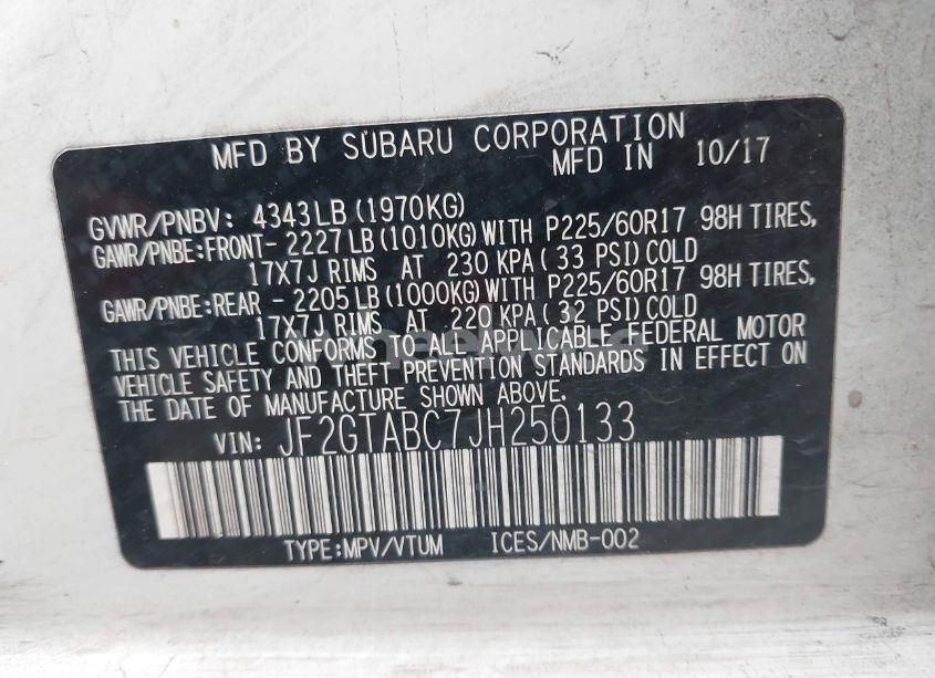 Photo 9 of 2018 Subaru Crosstrek 2.0I PREMIUM (VIN JF2GTABC7JH250133)