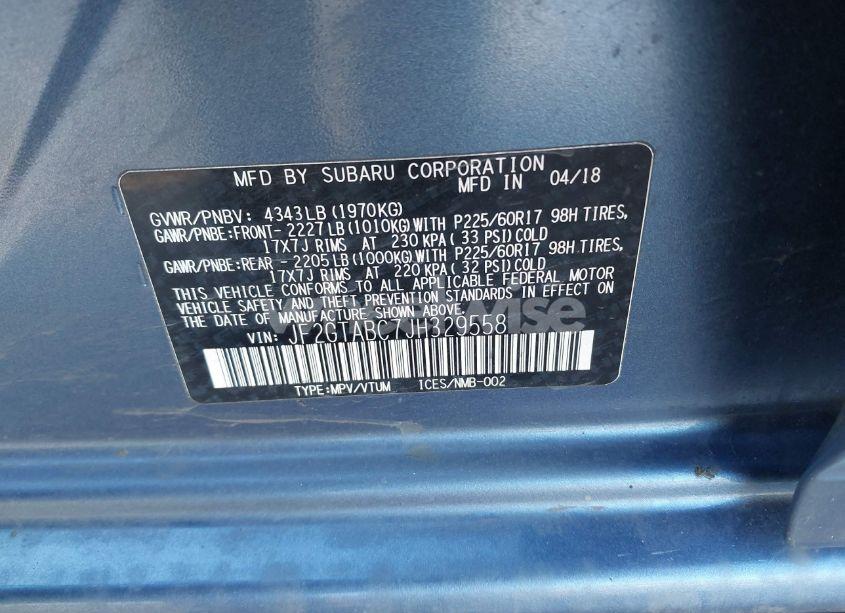 Photo 9 of 2018 Subaru Crosstrek 2.0I PREMIUM (VIN JF2GTABC7JH329558)