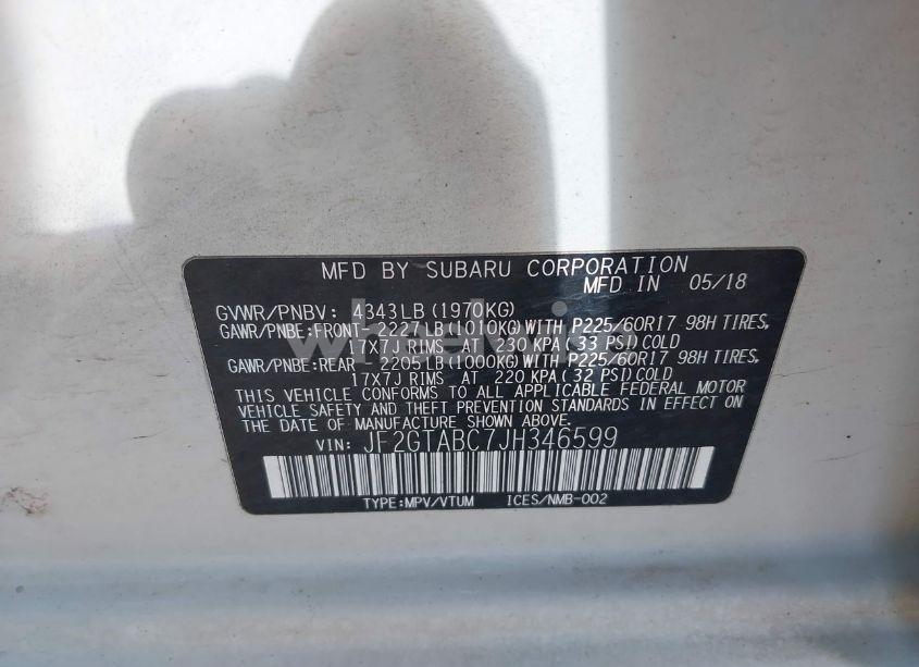 Photo 9 of 2018 Subaru Crosstrek 2.0I PREMIUM (VIN JF2GTABC7JH346599)