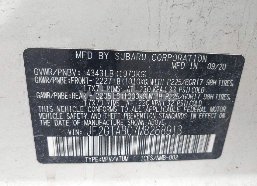 Photo 9 of 2021 Subaru Crosstrek (VIN JF2GTABC7M8268913)