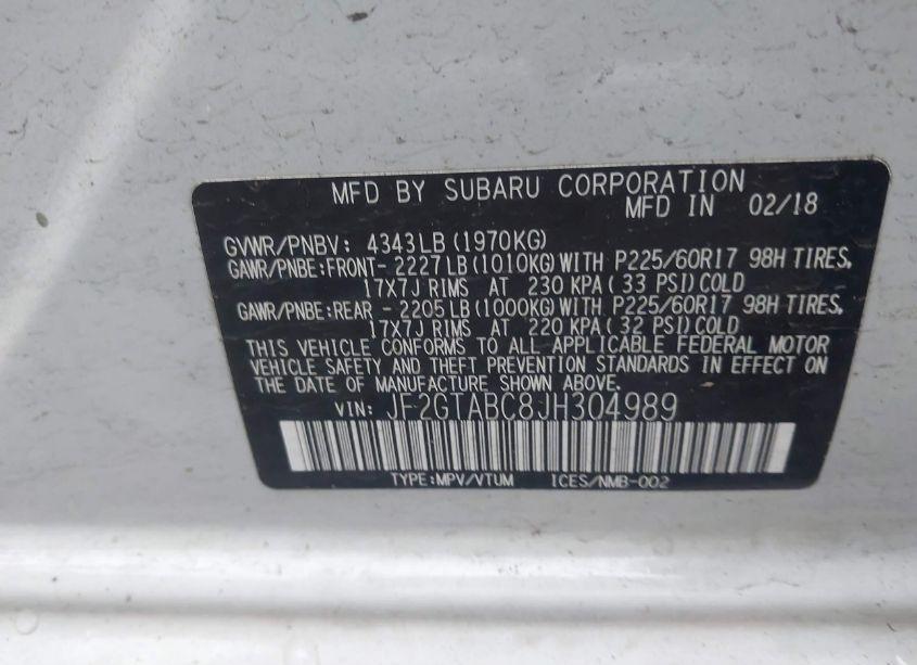 Photo 9 of 2018 Subaru Crosstrek 2.0I PREMIUM (VIN JF2GTABC8JH304989)