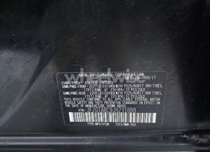 Photo 9 of 2018 Subaru Crosstrek 2.0I PREMIUM (VIN JF2GTABC9JH231888)