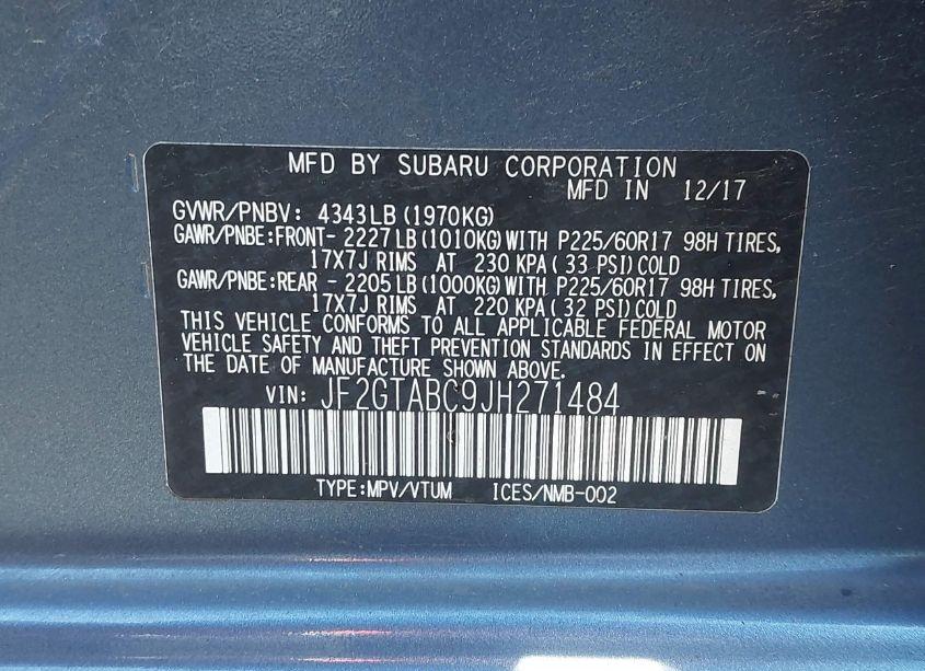 Photo 9 of 2018 Subaru Crosstrek 2.0I PREMIUM (VIN JF2GTABC9JH271484)