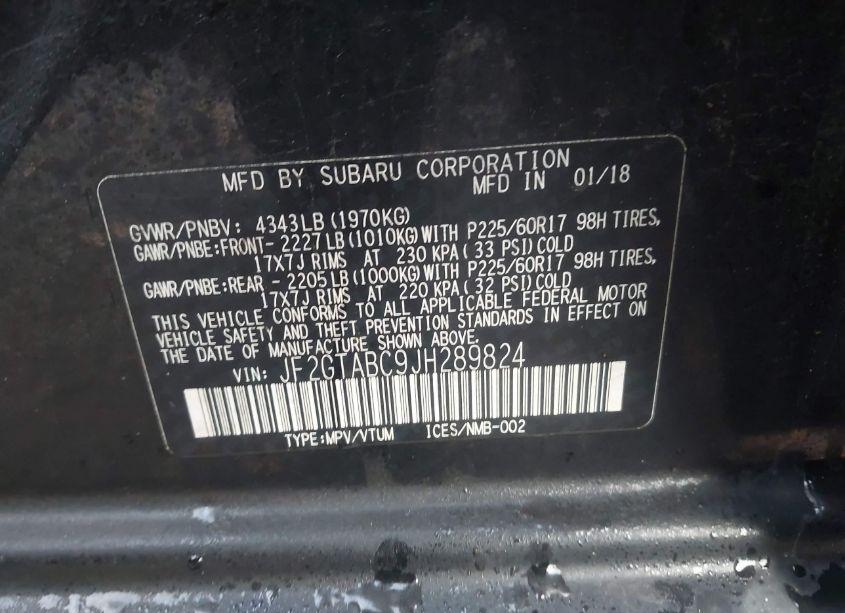 Photo 9 of 2018 Subaru Crosstrek 2.0I PREMIUM (VIN JF2GTABC9JH289824)