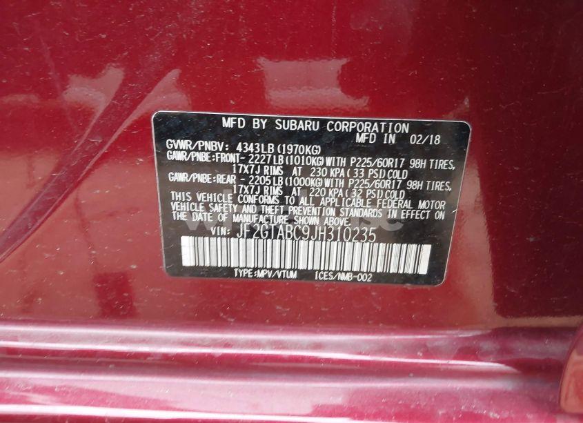 Photo 9 of 2018 Subaru Crosstrek 2.0I PREMIUM (VIN JF2GTABC9JH310235)