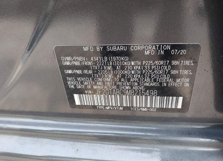 Photo 9 of 2021 Subaru Crosstrek (VIN JF2GTABC9M8215498)