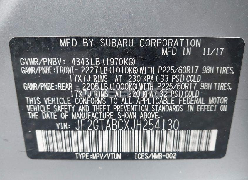 Photo 9 of 2018 Subaru Crosstrek 2.0I PREMIUM (VIN JF2GTABCXJH254130)