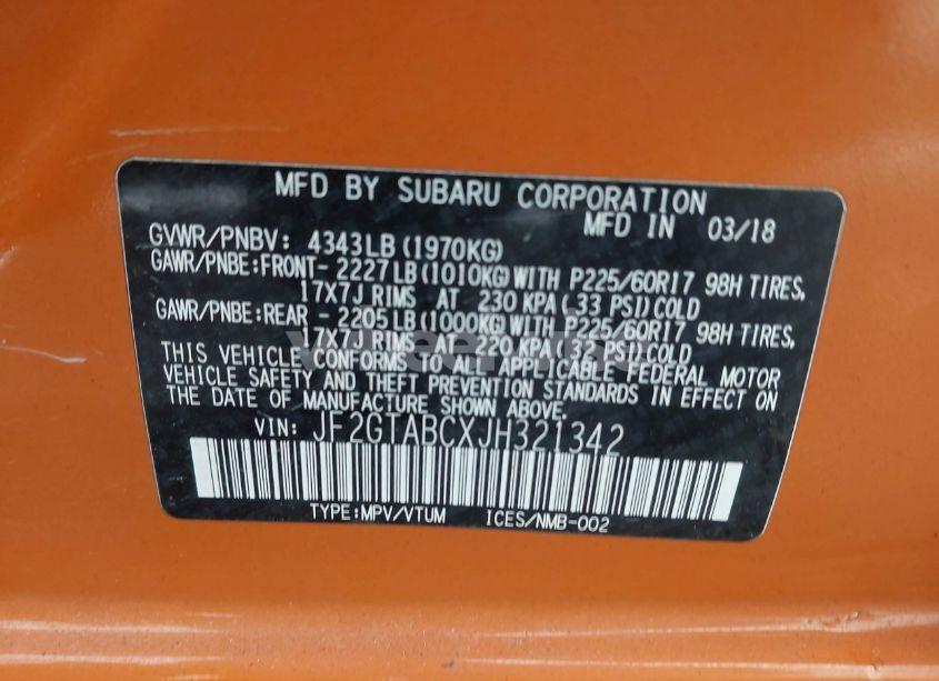 Photo 9 of 2018 Subaru Crosstrek 2.0I PREMIUM (VIN JF2GTABCXJH321342)