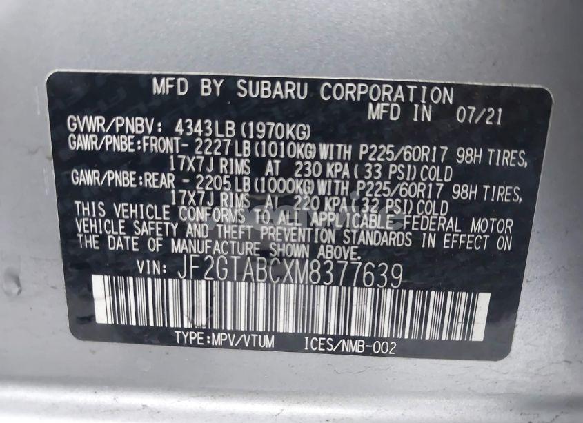 Photo 9 of 2021 Subaru Crosstrek (VIN JF2GTABCXM8377639)