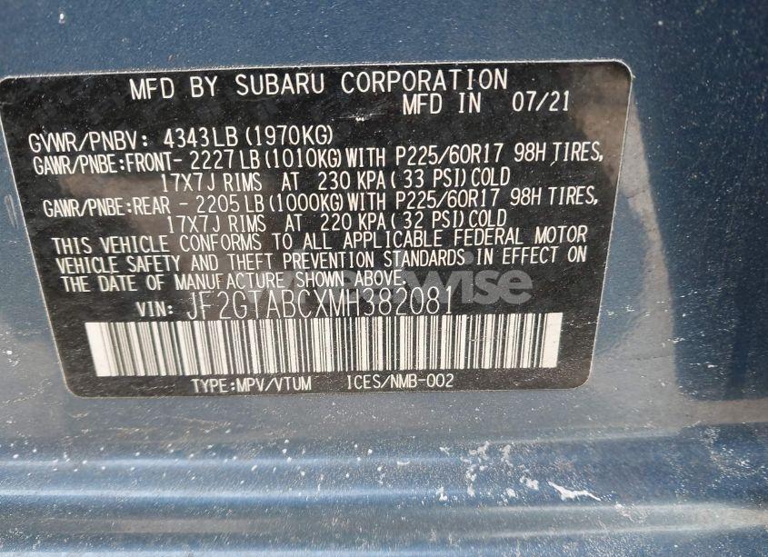 Photo 9 of 2021 Subaru Crosstrek (VIN JF2GTABCXMH382081)