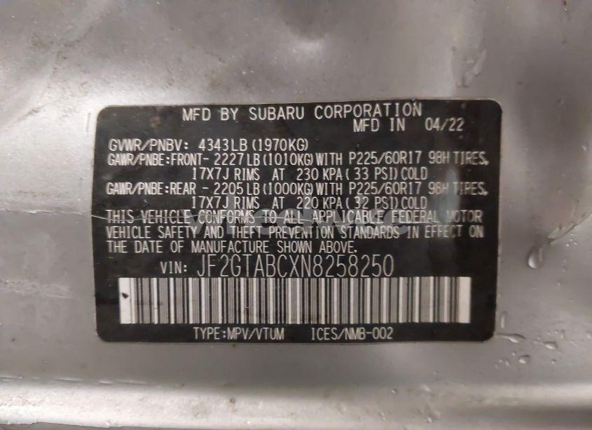 Photo 9 of 2022 Subaru Crosstrek (VIN JF2GTABCXN8258250)