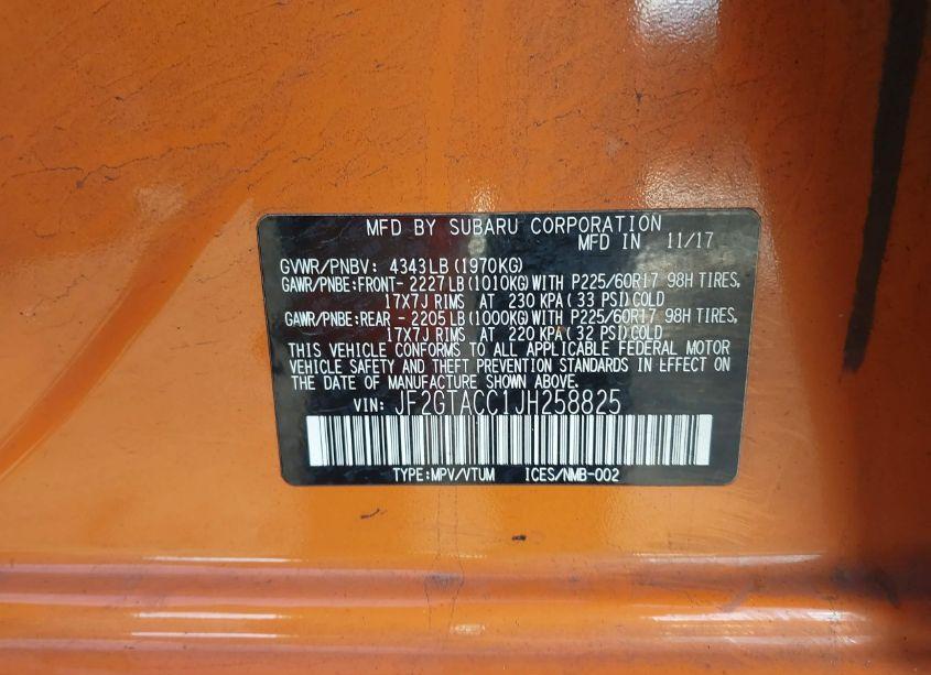 Photo 9 of 2018 Subaru Crosstrek 2.0I PREMIUM (VIN JF2GTACC1JH258825)