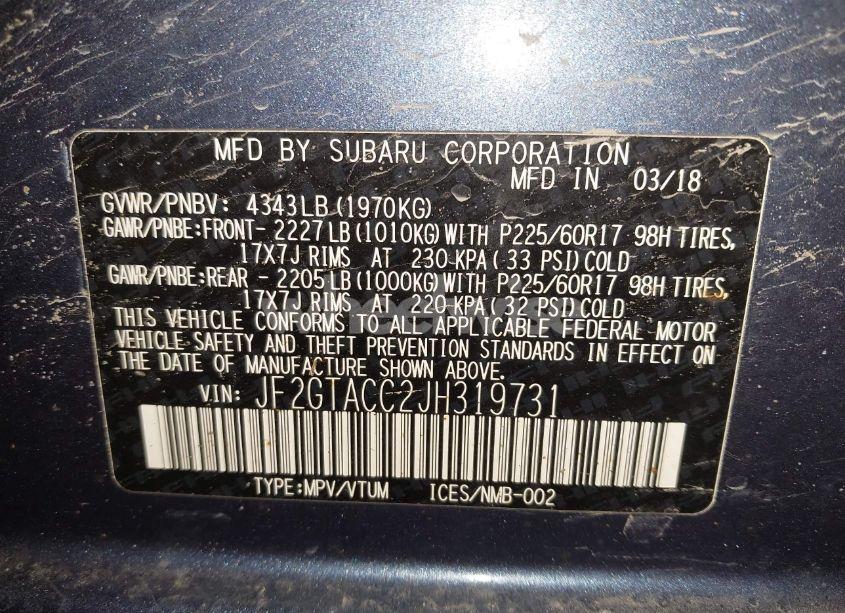 Photo 9 of 2018 Subaru Crosstrek 2.0I PREMIUM (VIN JF2GTACC2JH319731)