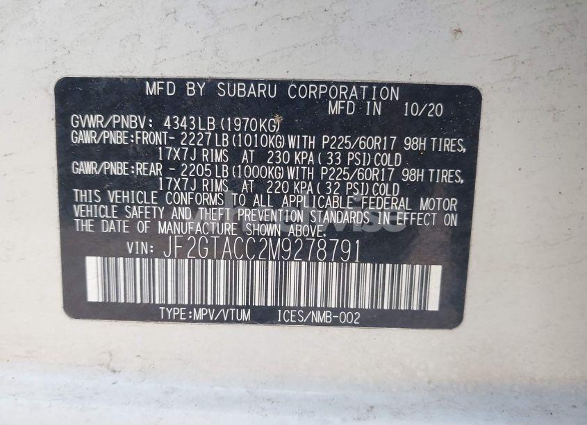 Photo 9 of 2021 Subaru Crosstrek PREMIUM (VIN JF2GTACC2M9278791)