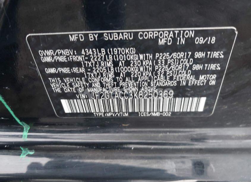 Photo 9 of 2019 Subaru Crosstrek 2.0I PREMIUM (VIN JF2GTACC3K8250369)