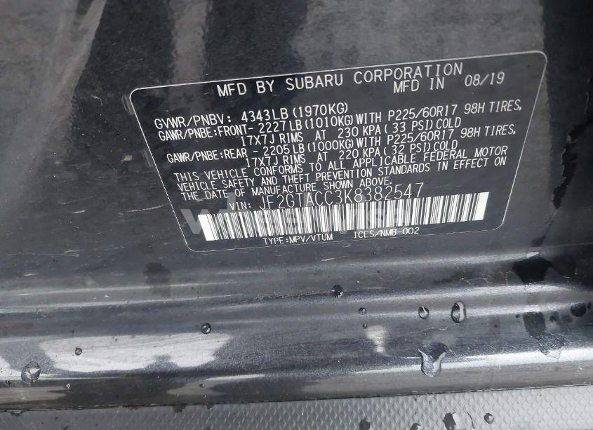 Photo 9 of 2019 Subaru Crosstrek 2.0I PREMIUM (VIN JF2GTACC3K8382547)