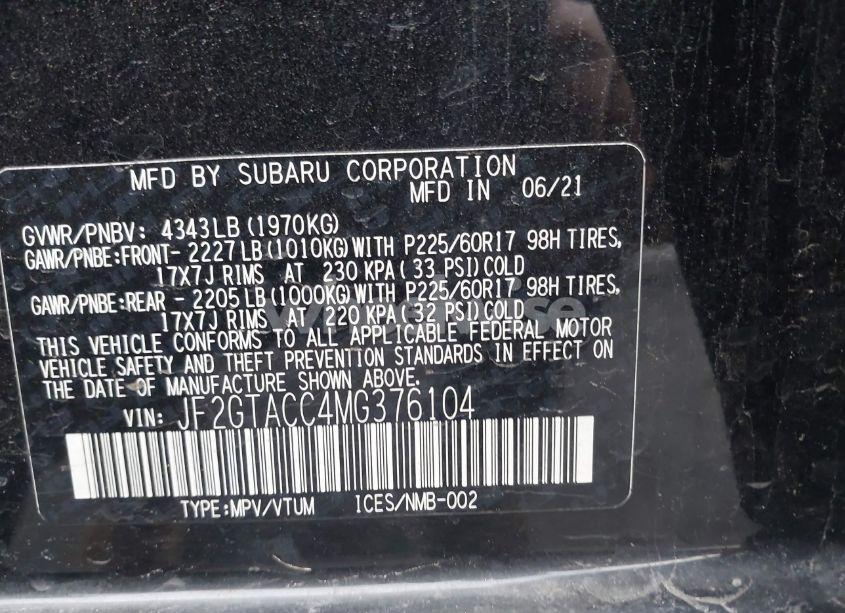 Photo 9 of 2021 Subaru Crosstrek PREMIUM (VIN JF2GTACC4MG376104)