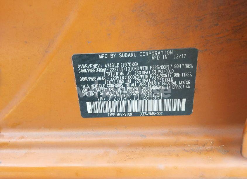 Photo 9 of 2018 Subaru Crosstrek 2.0I PREMIUM (VIN JF2GTACC7JH281591)