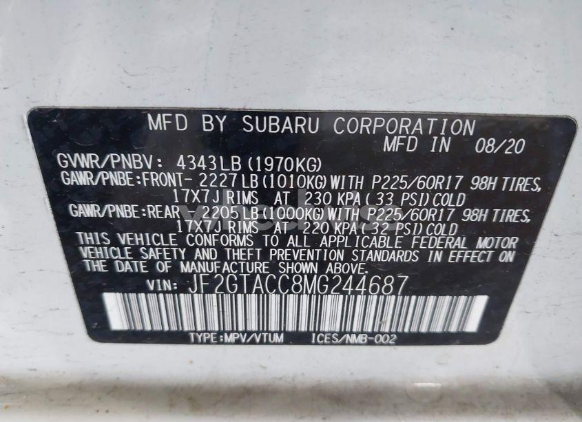 Photo 9 of 2021 Subaru Crosstrek PREMIUM (VIN JF2GTACC8MG244687)