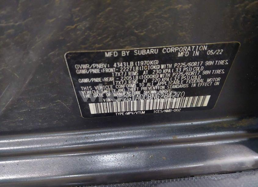 Photo 9 of 2022 Subaru Crosstrek PREMIUM (VIN JF2GTACC8NG284270)