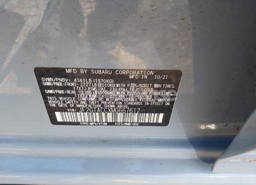 Photo 9 of 2021 Subaru Crosstrek PREMIUM (VIN JF2GTACCXMG667612)