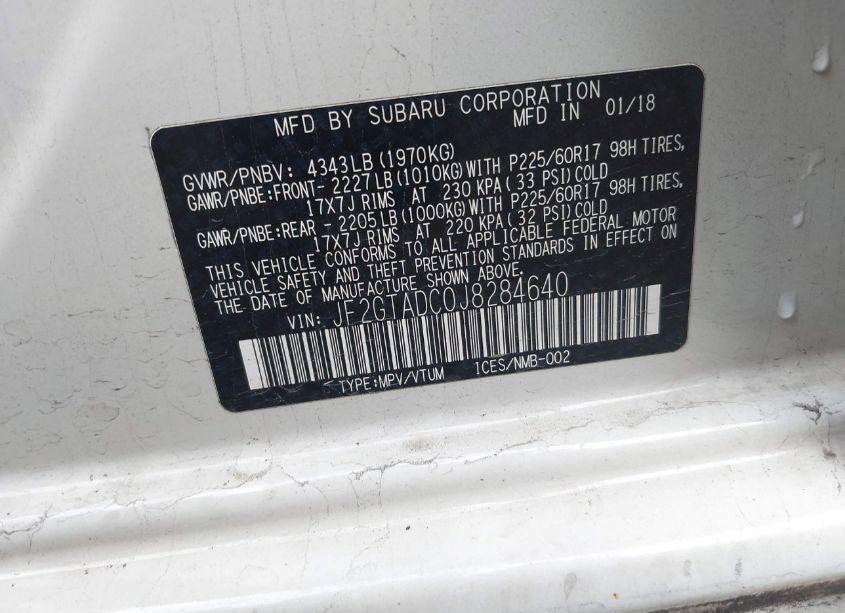 Photo 9 of 2018 Subaru Crosstrek 2.0I PREMIUM (VIN JF2GTADC0J8284640)