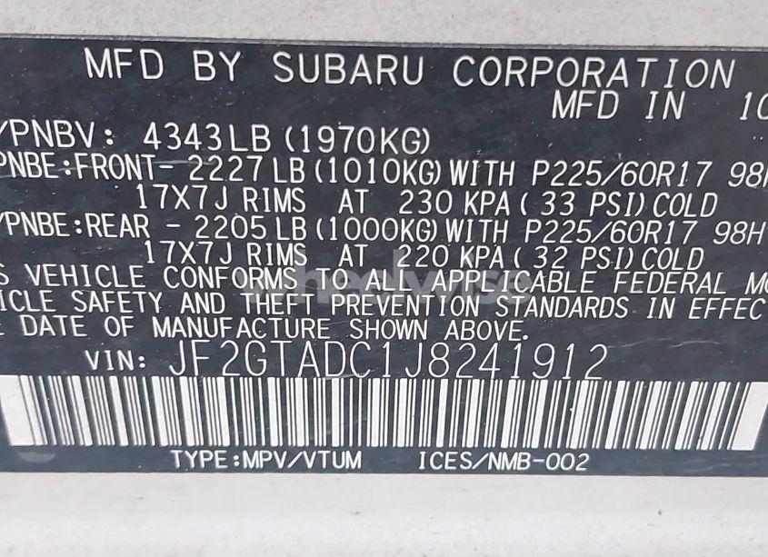 Photo 9 of 2018 Subaru Crosstrek 2.0I PREMIUM (VIN JF2GTADC1J8241912)