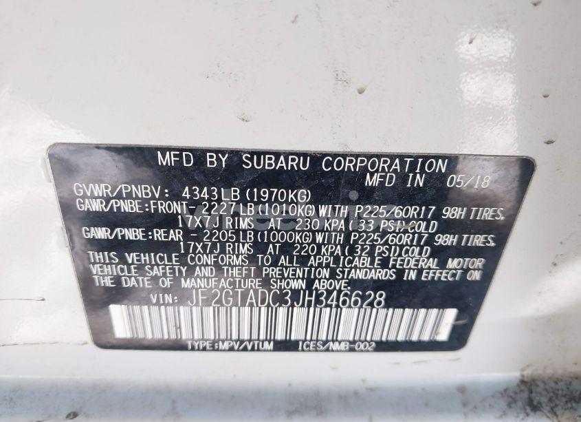 Photo 9 of 2018 Subaru Crosstrek 2.0I PREMIUM (VIN JF2GTADC3JH346628)