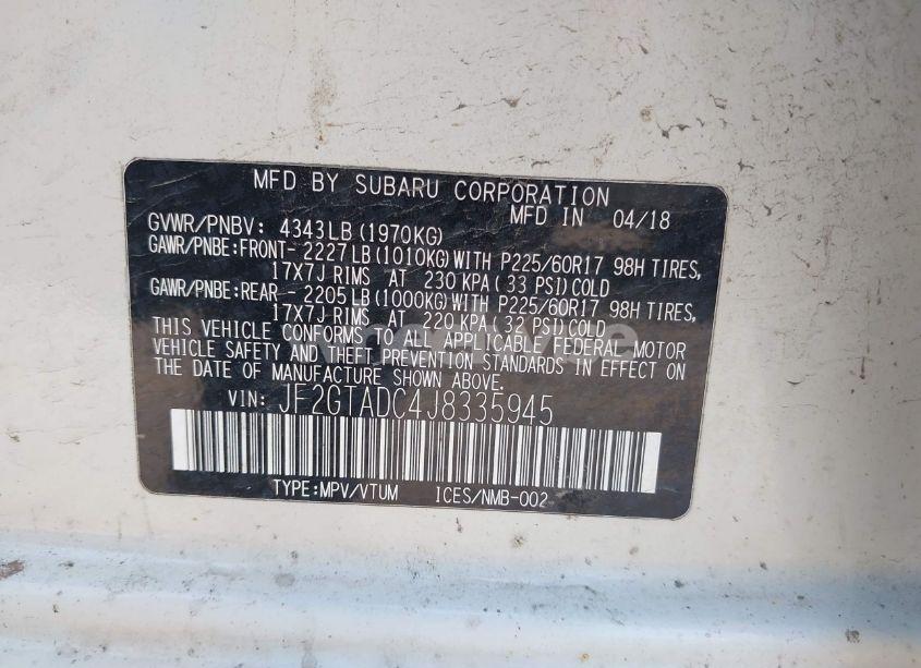 Photo 9 of 2018 Subaru Crosstrek 2.0I PREMIUM (VIN JF2GTADC4J8335945)